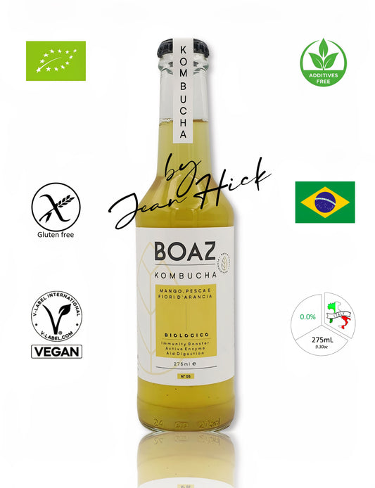 BOAZ KOMBUCHA - MANGO PEACH AND ORANGE BLOSSOM BIO