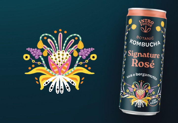 INTRO KOMBUCHA SIGNATURE ROSÉ - UVA NERA E BERGAMOTTO CALABRESE BIO IN LATTINA