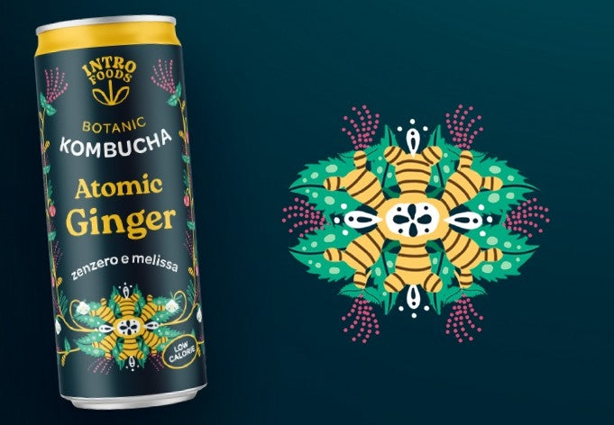 INTRO KOMBUCHA - ATOMIC GINGER APPLE LEMON BALM HEATHER NETTLE BIO CAN