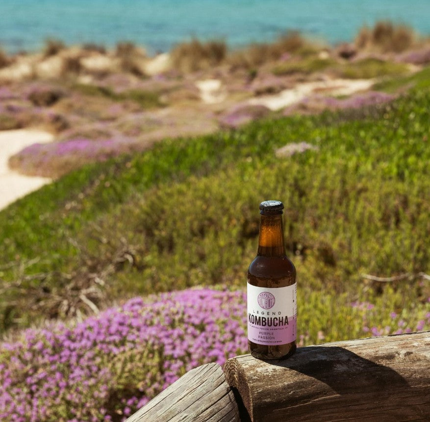 LEGEND KOMBUCHA PURPLE PASSION - PASSION FRUIT AND ANANAS BOTTLE